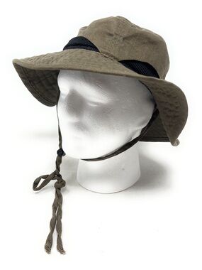 Mens Boonie Hat Khaki Green Wide Brim Mesh Ventilated Med Duluth Trading Cotton